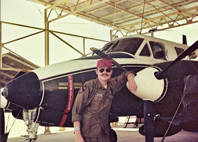WO Keil in front of his JU-21, which he used to fly electronic surveillance missions in Southeast Asia.