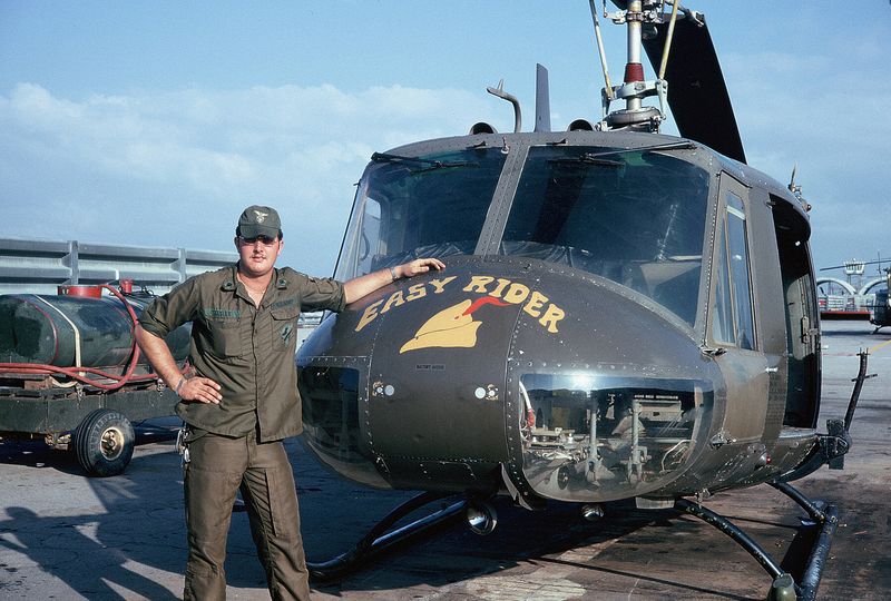 Specialist Trexler at Marble Mountain, Vietnam after Typhoon Hester